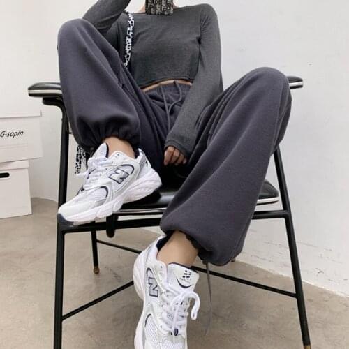 White Gray Sweatpants for Women 2021 Autumn Winter New Baggy Loose Women Sports Pants Candy Colors Trousers Joggers Streetwear