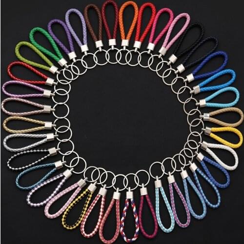 2020 Simple Fashion Handwork Weave Leather Lattice Keychain Cute Baubles Accessories for Bags Keychain Multicolor Car Keychain