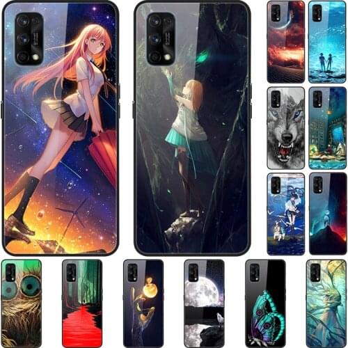 Realme7pro Case Tempered Glass Covers For OPPO Realme 7 Pro Phone Cases Coque Para Realme7 7pro Etui Cartoon Patterned Skin Capa