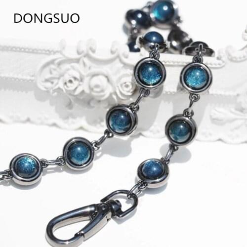 Designer chain strap Decoration blue stone black metal chain handbag bag purse replacement Accessories Hardware quality