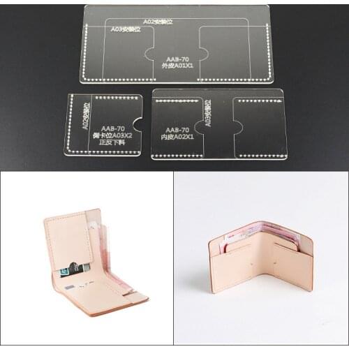 DONYAMY 1 Set Clear Acrylic Wallet Pattern Stencil Template Set Leather Craft DIY Tool