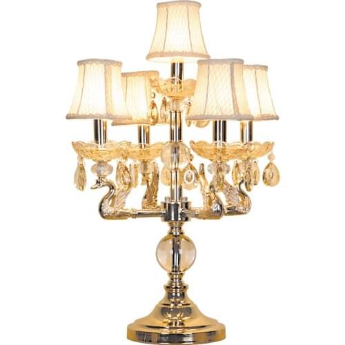 European luxury crystal table lamp bedroom bedside lamp atmosphere highgrade large living room French palace villa table lamp