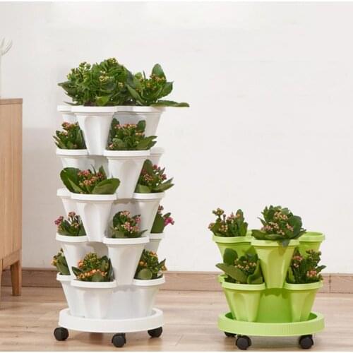 Plant Pot Vertically Stackable Space-Saving PP Strawberry Herb Planter for Gardening