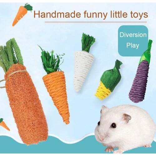 Hamster Rabbit Chew Toy Bite Grind Teeth Toys Corn Carrot Woven Balls for Tooth Cleaning Radish Molar Toys Pet Supplies Jugetes