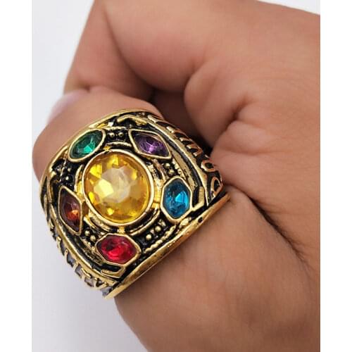Infinity Gauntlet Ring Cosplay Alloy Rings Jewelry Crystal Prop