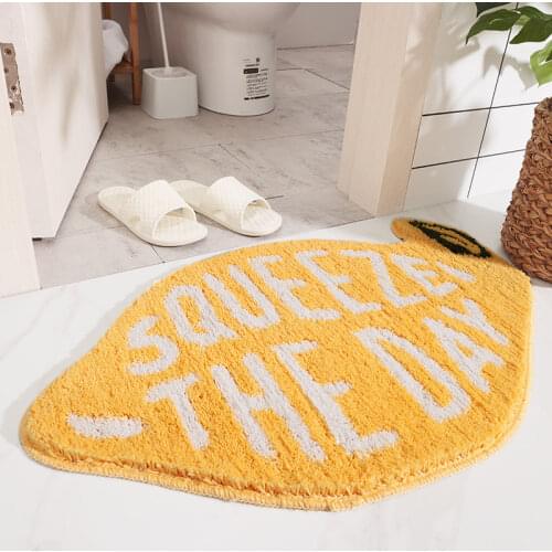 Cute Lemon Door Mat Anti-Slip Mat for Bathroom Dining Room Kitchen Soft Floor Mat Fruit Shape Bath Mat Hallway Entrance Rug