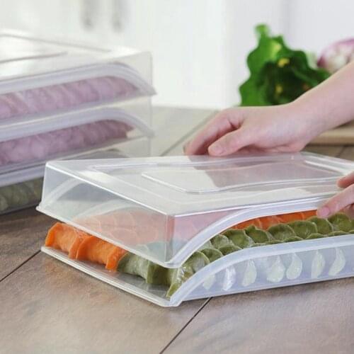 Refrigerator Dumpling Box Storage Tray Single Layer Plastic Food Container Box for Keep Fresh Freeze Dumplings Wonton Organizer