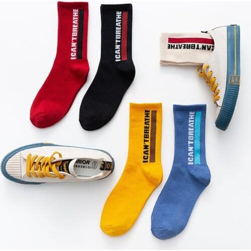 Men’s Fashion Trend Pure Cotton Socks Couple Hip-hop Street Skateboard Sport Letter Socks Women