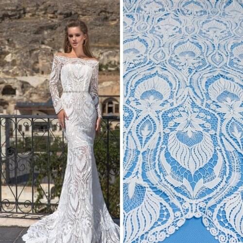 2019 Latest Gorgeous Off White Guipure DIY High Quality nigerian lace fabric bridal wedding dress french lace fabric