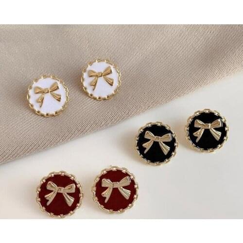 New Trendy Korean Fashion Bow Light Luxury Girl Heart Net Red Simple Earrings Earrings Jewelry Gifts