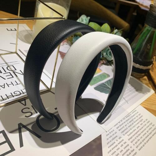 2020 New Faux Leather Headbands Simple Wide PU Leathers Women Hairbands Fashion Girls Hair Accessories Hoops Bezel