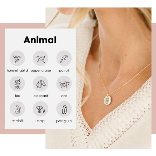 Visunion Engraving Cat Necklace 316L Stainless Steel Animal Personalized Necklace for Women Fashion Pendant Necklace Jewelry New