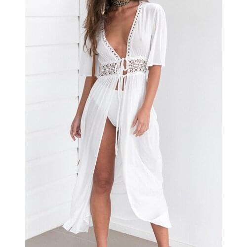 Fanco Swim Dress New Beach Wear Women Beach Cover Up Summer Bandage Swimsuit Cover Up Sexy See-Through Beach Dress