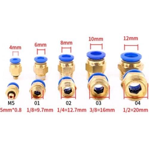 PC Pneumatic air 10mm 8mm 12mm 6mm 4mm hose 1/4 "BSP 1/2" 1/8 "3/8" male thread air nipple brass quick coupling