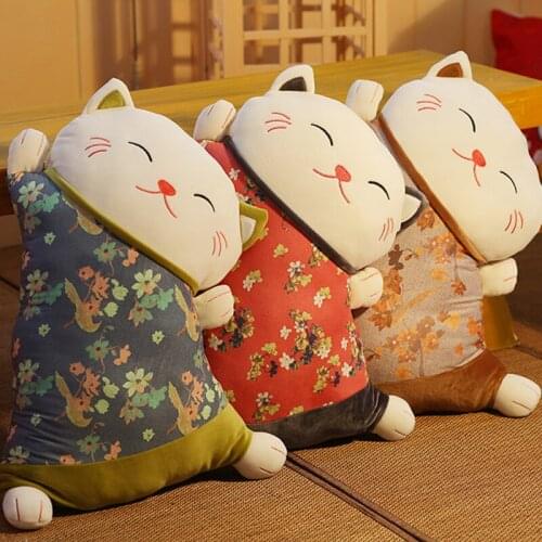Lucky cat pillow Japanese style dual-use sofa back cushion office seat belt waist cushion car lumbar pillow