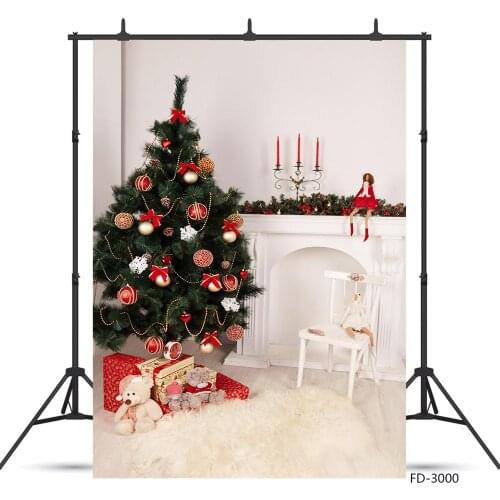 Christmas Tree Gifts Fireplace Balls Vinyl Photography Background Decor Children Baby Newborn Party Photocall Photo Studio Props