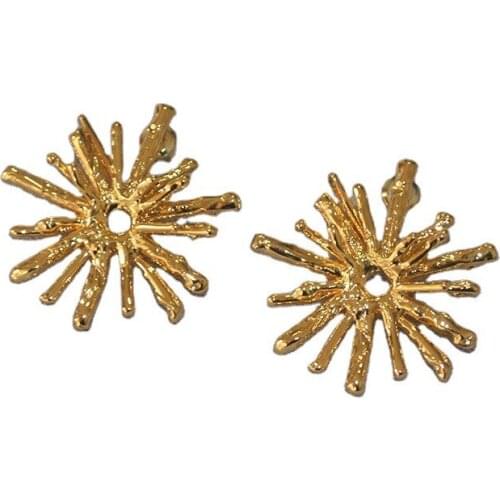 European and American retro tree branch texture sunflower exaggerated three-dimensional fashionable Earrings