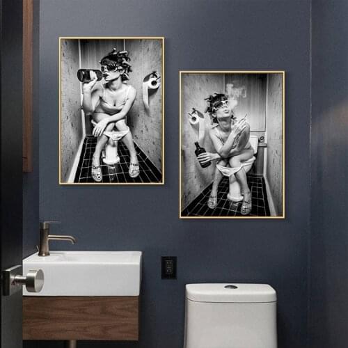 Bathroom Decoration Modern Sexy Charming Woman Beauty Canvas Painting Toilet Bar Home Decoration Art Poster Print Wall Pictures