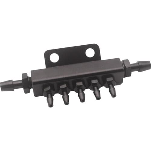 Vacuum Intake Manifold 5 Port 1/8NPT Aluminum Turbo Boost Block Intake Black