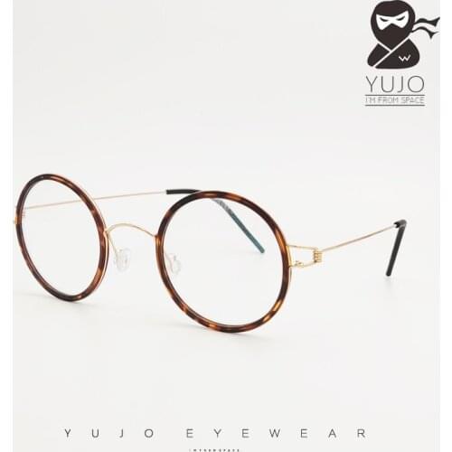 Vintage gold pure titanium round frame myopia prescription glasses handmade screw free retro blue light proof reading glasses