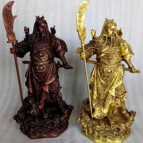 Select color Tibetan Bronze Copper Nine Dragon Guan Gong Guan Yu warrior Buddha Statue