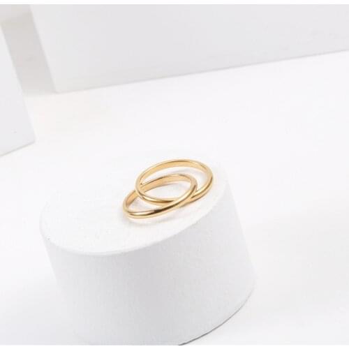 High End PVD Plated Plain Cross Stainless Steel Rings for Women Simple Rings Gold Jewelry Tarnish Free