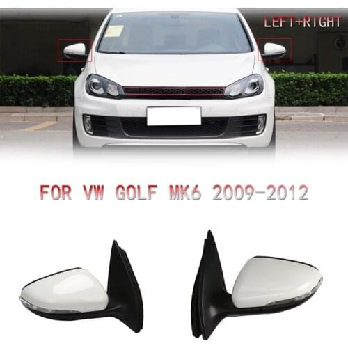 Side Door Rear View Mirror Assembly RH 6 Wires for Golf MK6 2009-2012 with Electric Adjustment / Heating White
