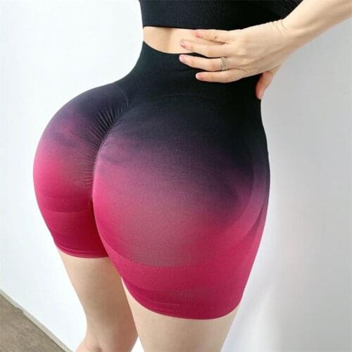 Women Dye Color Sport Shorts Summer Fitness High Waist Yoga Short Gym Butt Workout Tights Sport Leggings Tummy Control