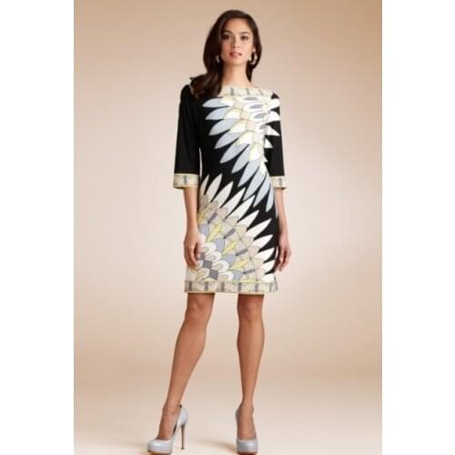 Casual Dress Sale New Arrival Freeshipping Silk Vestido Fashion Abstract Print Pattern Elegant Ol Knitted One-piece Dress