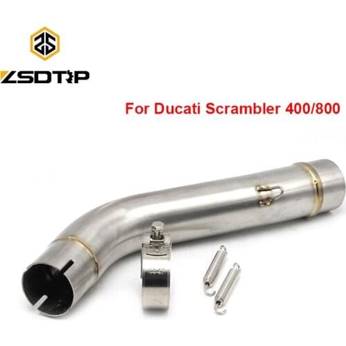 ZSDTRP 50.8mm Motorcycle Stainless Steel Middle Link Pipe Exhaust Muffler Pipe For Ducati Scrambler 800
