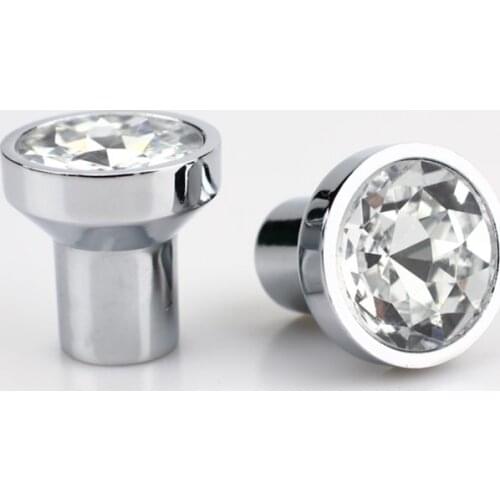 2PCS 27mm Crystal Glass Decorative Jewelry Chest Box knobs Cabinet Dresser Drawer Pull handle with screw