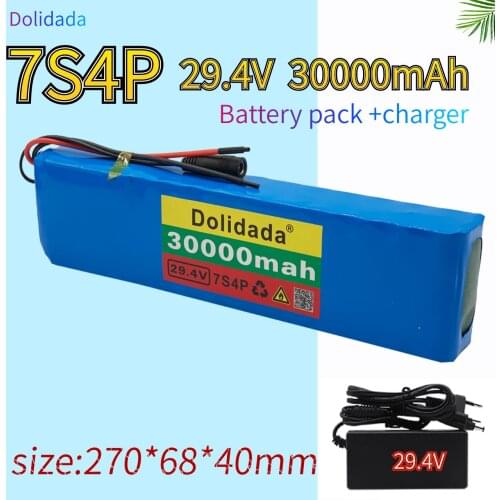 2021 new 7s4p 30000 mAh electric bicycle motor eBike scooter lithium ion battery pack 29.4V 18650 rechargeable battery + charger