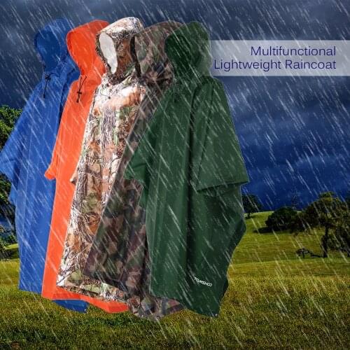 3 in 1 Raincoat Backpack Rain Cover Rain Coat Hood Hiking Cycling Rain Cover Poncho Waterproof Tent Outdoor Camping Tent Mat