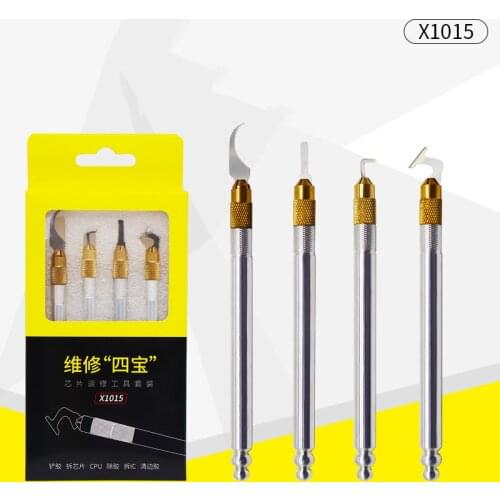 B&R 4 in 1 mobile phone motherboard chip rework knife CPU de-rubber scraper rubber shovel edge cutting rubber iPh rework tool