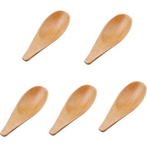 5 Pieces Mini Wooden Spoon Condiments Spoon with Short Handle,for Coffee Loose Tea Leaves Milk Powder Spice Candy,Etc