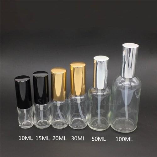 500PCS 5ml 10ml 15ml 20ml 30ml 50ml 100ml Empty transparent Glass Spray Bottle Perfume Container Refillable Cosmetic Atomizer