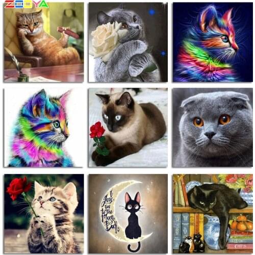 Needlework Diamond Embroidery Cute Cat Eat Sausage Thinking Diamond Painting Cross Stitch Picture Of Rhinestone Full Drill BJ205