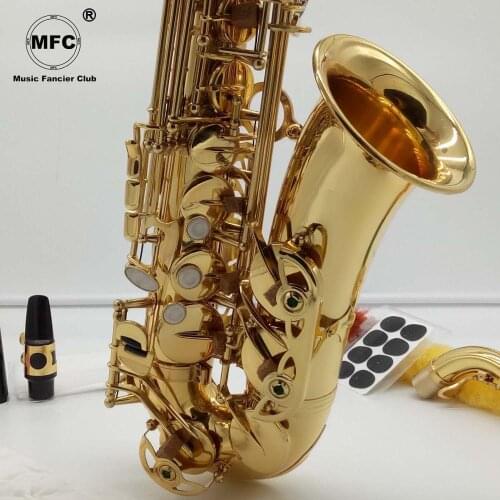 Free Shipping New Music Fancier Club Alto Saxophone Gold Lacquer Professional Alto Sax With Case Reeds Neck Mouthpiece