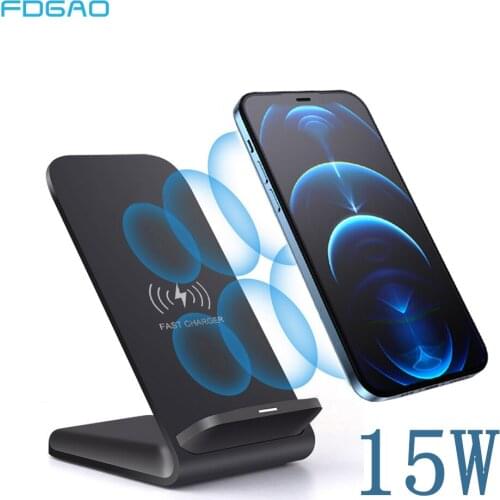 FDGAO 15W Qi Induction Wireless Charger For iPhone 12 11 8 X XS XR Samsung S21 S20 S10 Note 20 QC 3.0 Fast Charging Phone Holder