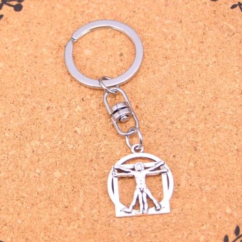 Fashion Da Vinci Human Figure Keychain Pendant Key Rings Shoulder Bag Purse Car Accessories for Women Girl Kids Gift