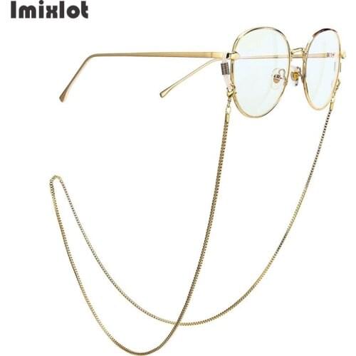 Imixlot Gold Square Box Chains for Sunglasses Chic Womens Anti Slip Reading Glasses Eyewears Cord Holder Neck Strap Lanyard 70cm