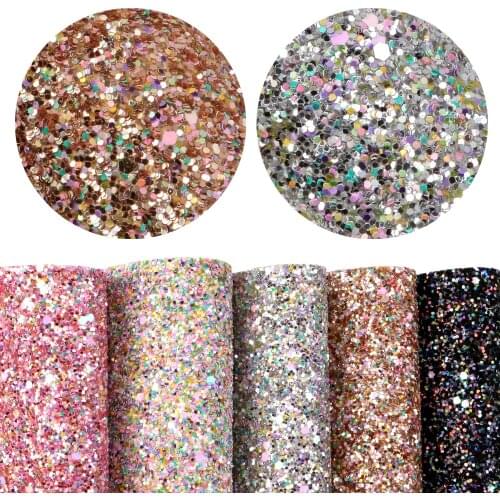 David accessories 20*33cm Chuky Glitter Synthetic Leather DIY Bow Bag Shoes Material Sequin Faux Leather Fabric,1Yc9688