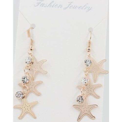 ISINYEE Fashion Starfish Crystal Dangle Earrings For Women Girls Gold Hanging Earring Brincos 2018 Long Korean Jewelry