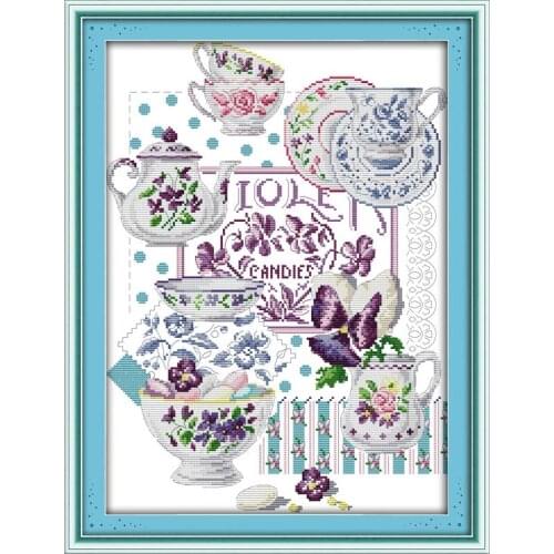 Joy Sunday Cup tale paintings counted printed canvas DIY DMC 14CT Chinese Cross Stitch Needlework Set Embroidery kit Home decor