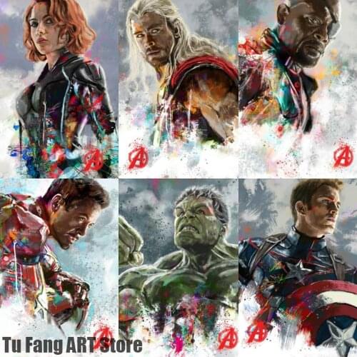 Marvel Avengers Canvas Painting Captain America Iron Man Thor Hulk Wall Art Posters and Prints Pictures for Boys Home Decoration