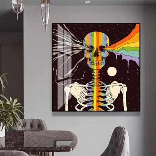 Skull canvas painting abstract wall art decor painting pictures poster printing on the wall cuadros decoracion