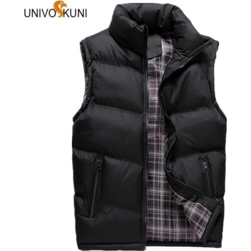 UNIVOS KUNI New Autumn Winter Man Vests Leisure Fashion Feather Cotton Warm Sleeveless Jackets Man Outerwear Coats Q5159