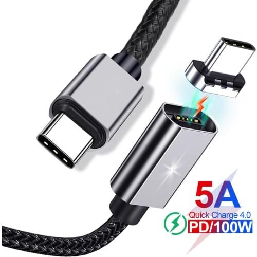5A 100W PD Magnetic Cables USB C to Type C Cable Quick Charge 4.0 Type-c Cable For Xiaomi 10 8 Pro Samsung S20 Plus Ultra Macboo