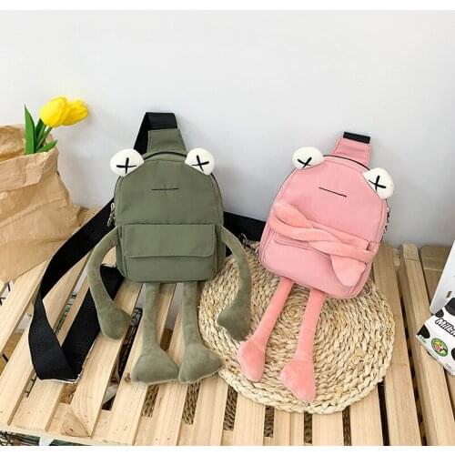 Cartoon girl small bag trendy personality cute frog bag casual messenger bag chest bag unisex shoulder messenger bag female bag