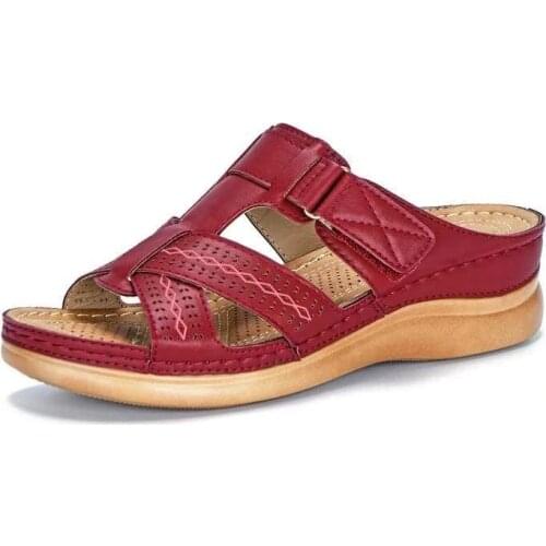 MCCKLE Women Summer Slippers Platform Open Toe Hook Loop Woman Cross Casual Beach Shoes Female Sewing Hollow Out Slides Shoes